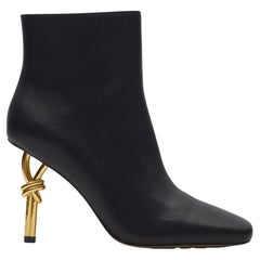Bottega Veneta Gold Ankle Bootie Gold Knot Heels EU 38