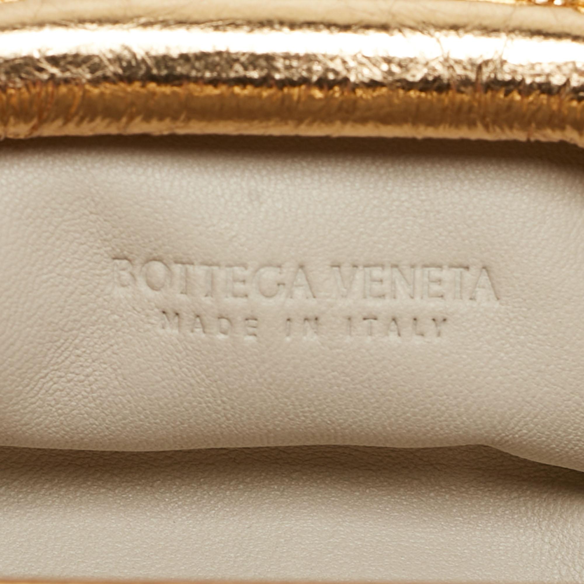 Bottega Veneta Gold Foil Leather Extra Mini Pouch Bag 7