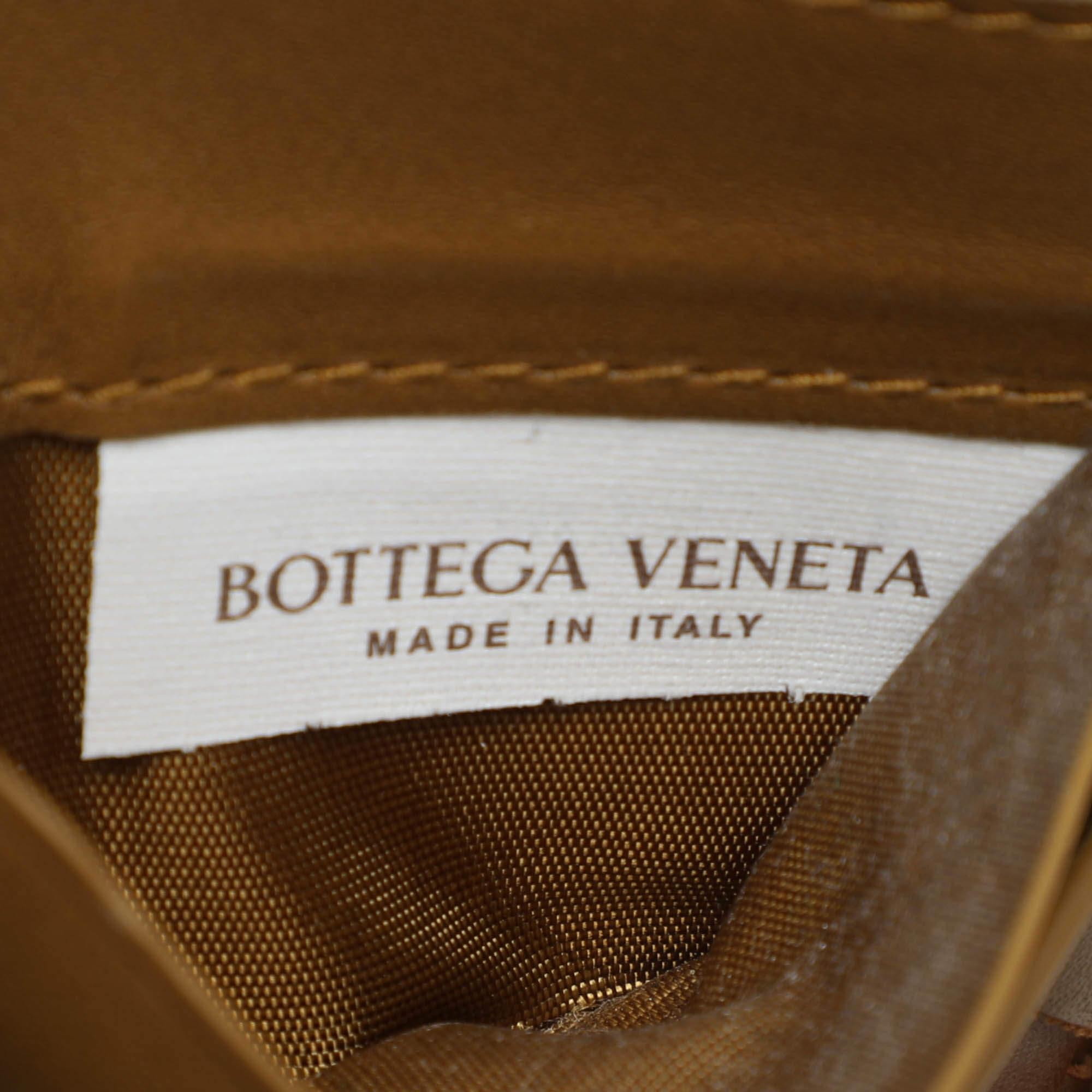 Bottega Veneta Gold Intrecciato Leather Card Holder 1
