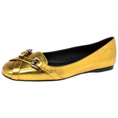 Bottega Veneta Gold Leather Ballet Flats Size 38