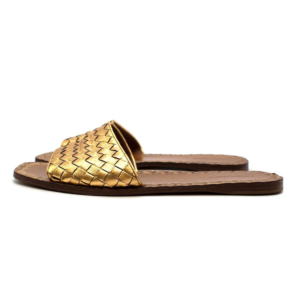 bottega veneta gold flat sandals