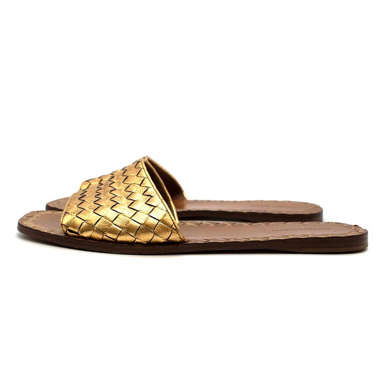 Bottega gold slippers hot sale