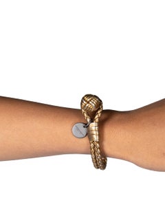 Bottega Veneta Gold Leather Intrecciato Knot Bracelet