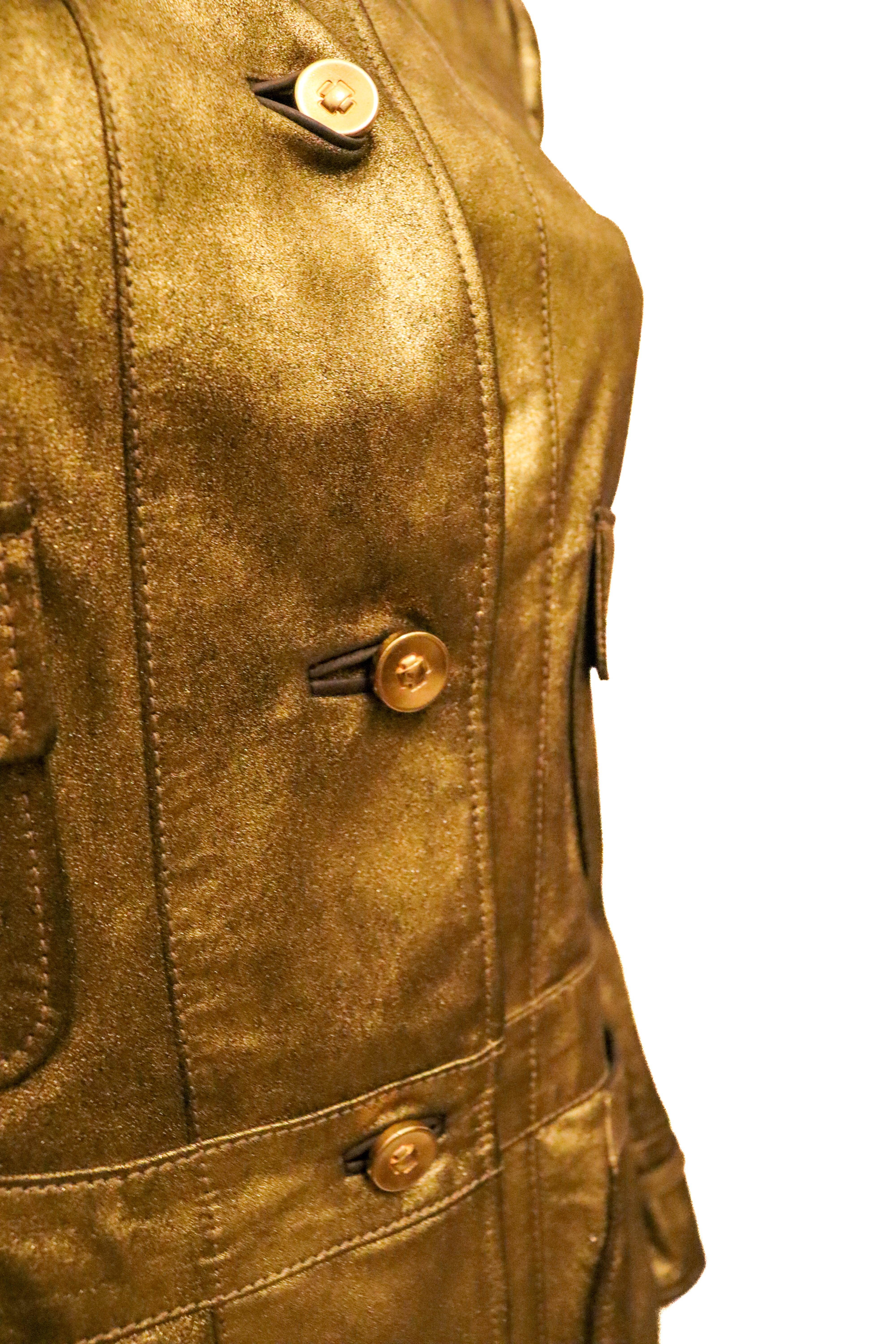Women's or Men's Bottega Veneta Gold Leather Jacket For Sale