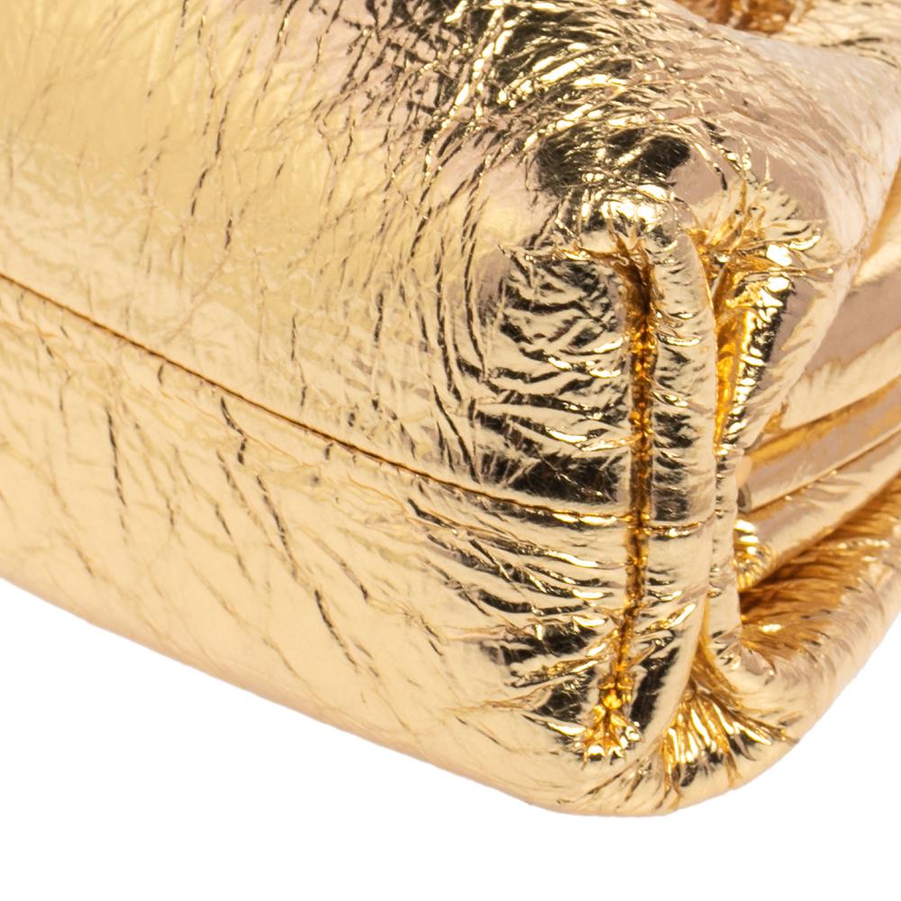 Bottega Veneta Gold Leather Mini The Pouch Shoulder Bag 3