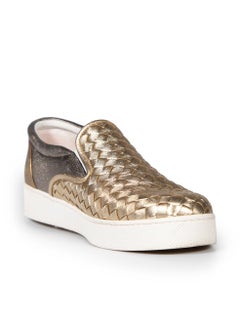 Bottega Veneta Gold Leather Slip On Trainers Size IT 40.5