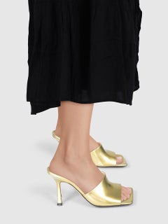 Bottega Veneta Gold Leather Stretch Mules Size IT 36