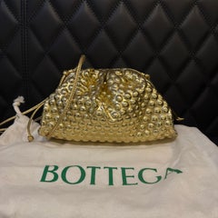 Bottega Veneta Gold Metallic Bubble Wrap Mini Pouch