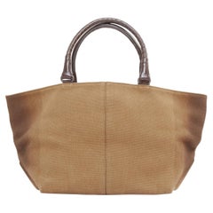 BOTTEGA VENETA gradient ombre brown canvas Intrecciato woven leather handle bag