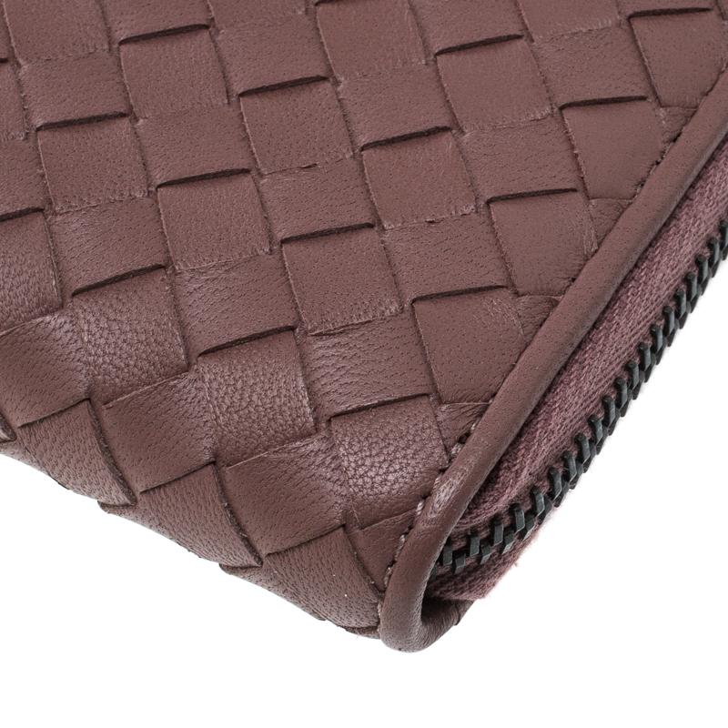 Women's Bottega Veneta Grape Intrecciato Nappa Leather Zip Wallet