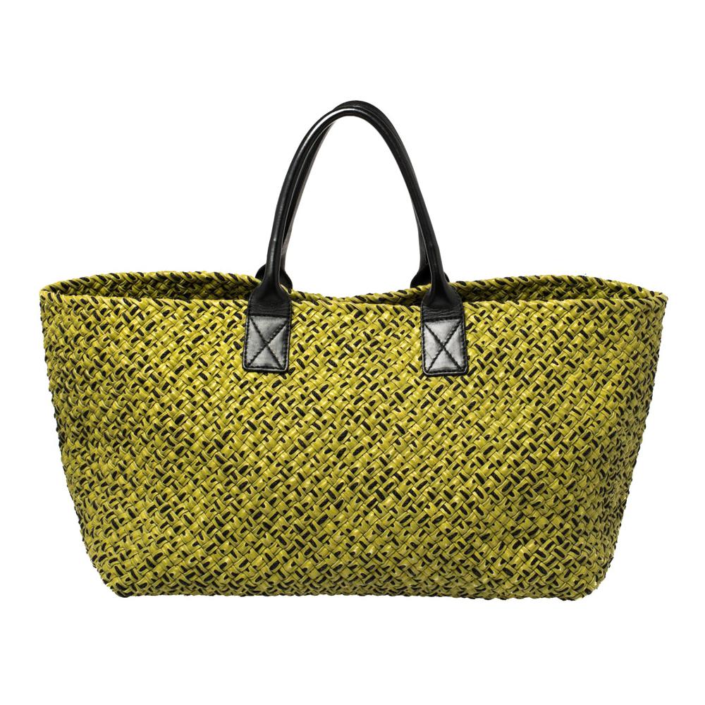Bottega Veneta Green/Black Intrecciato Leather and Fabric Limited Edition Large