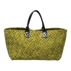 Bottega Veneta Green/Black Intrecciato Leather and Fabric Limited Edition Large 