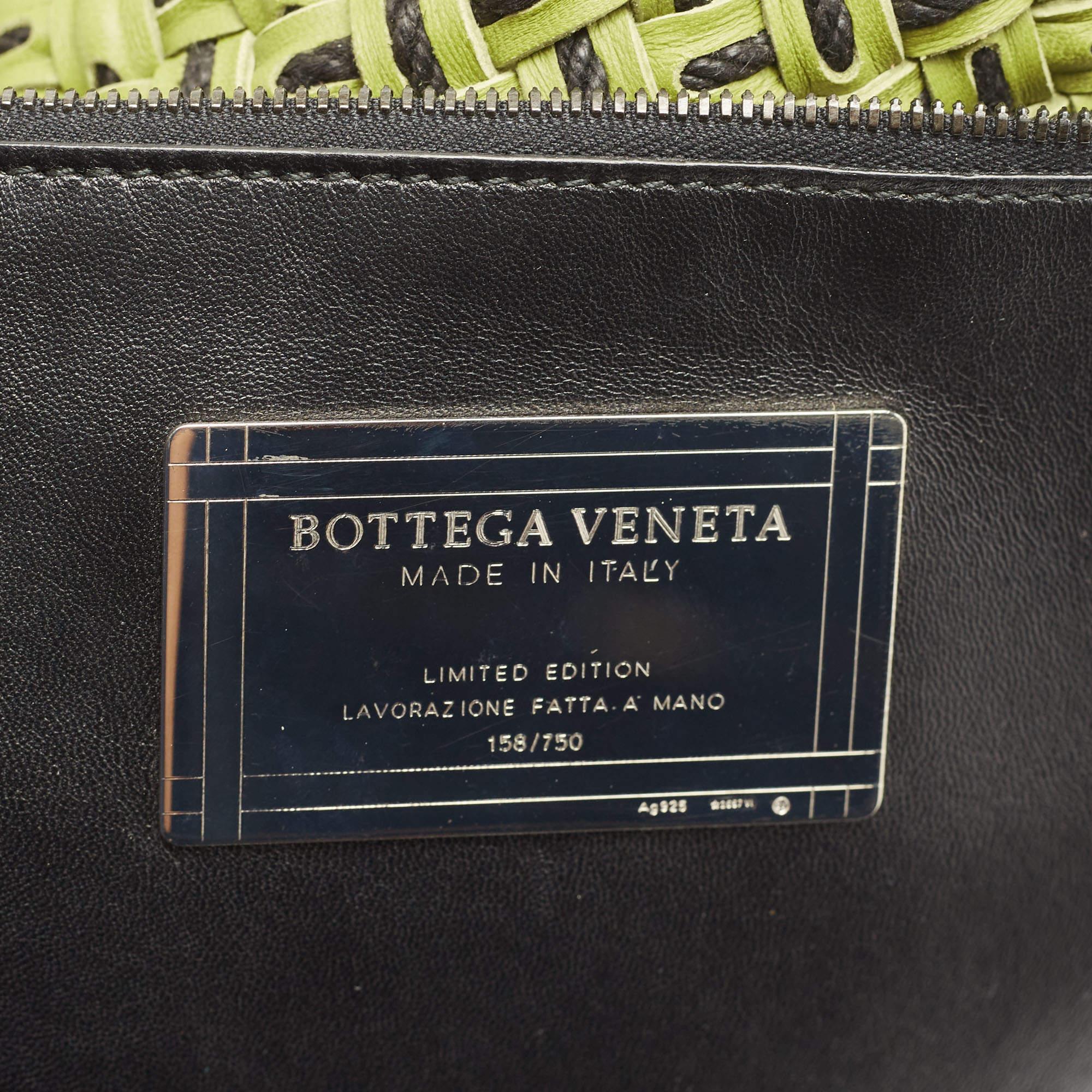 Bottega Veneta Green/Black Intrecciato Leather Cabat Tote 1