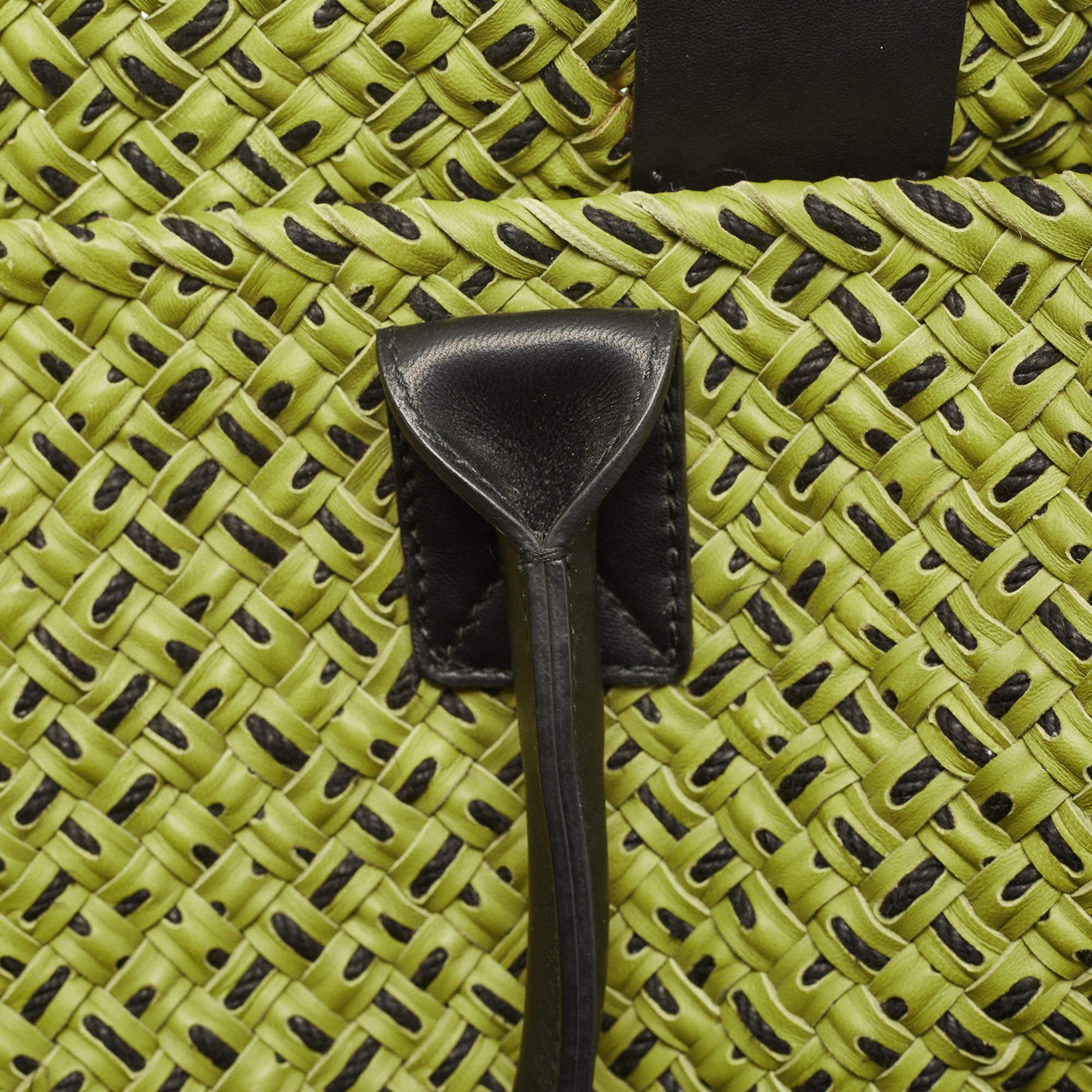 Bottega Veneta Green/Black Intrecciato Leather Cabat Tote 4