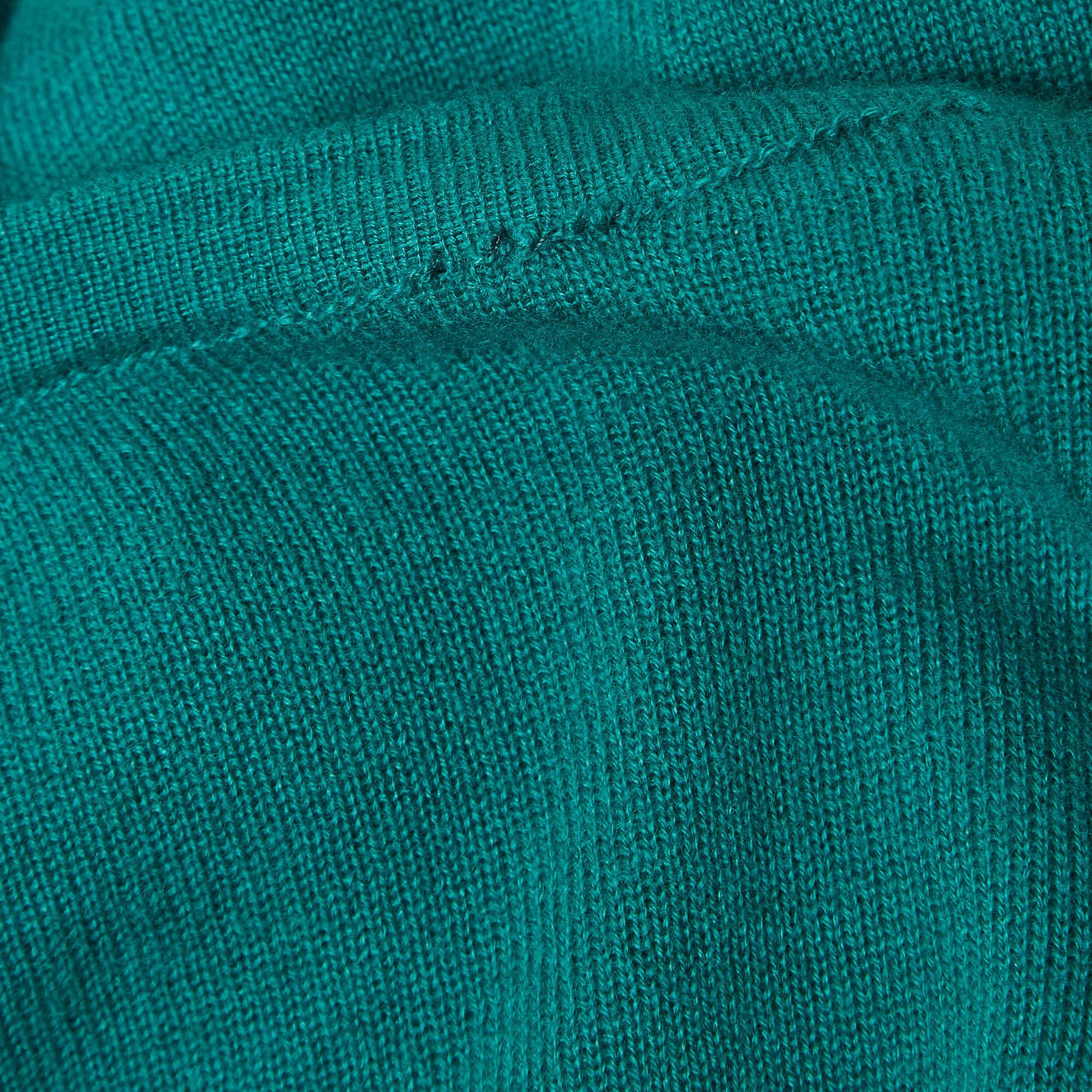Cardigan Bottega Veneta superposé en cachemire et soie vert M Bon état - En vente à Dubai, Al Qouz 2