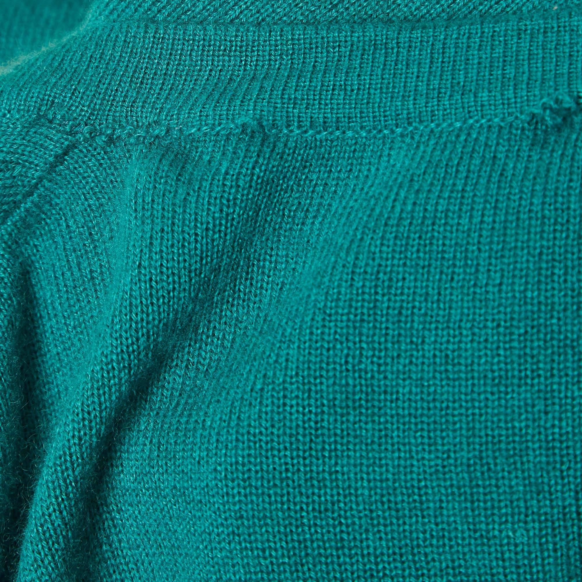 Cardigan Bottega Veneta superposé en cachemire et soie vert M en vente 1