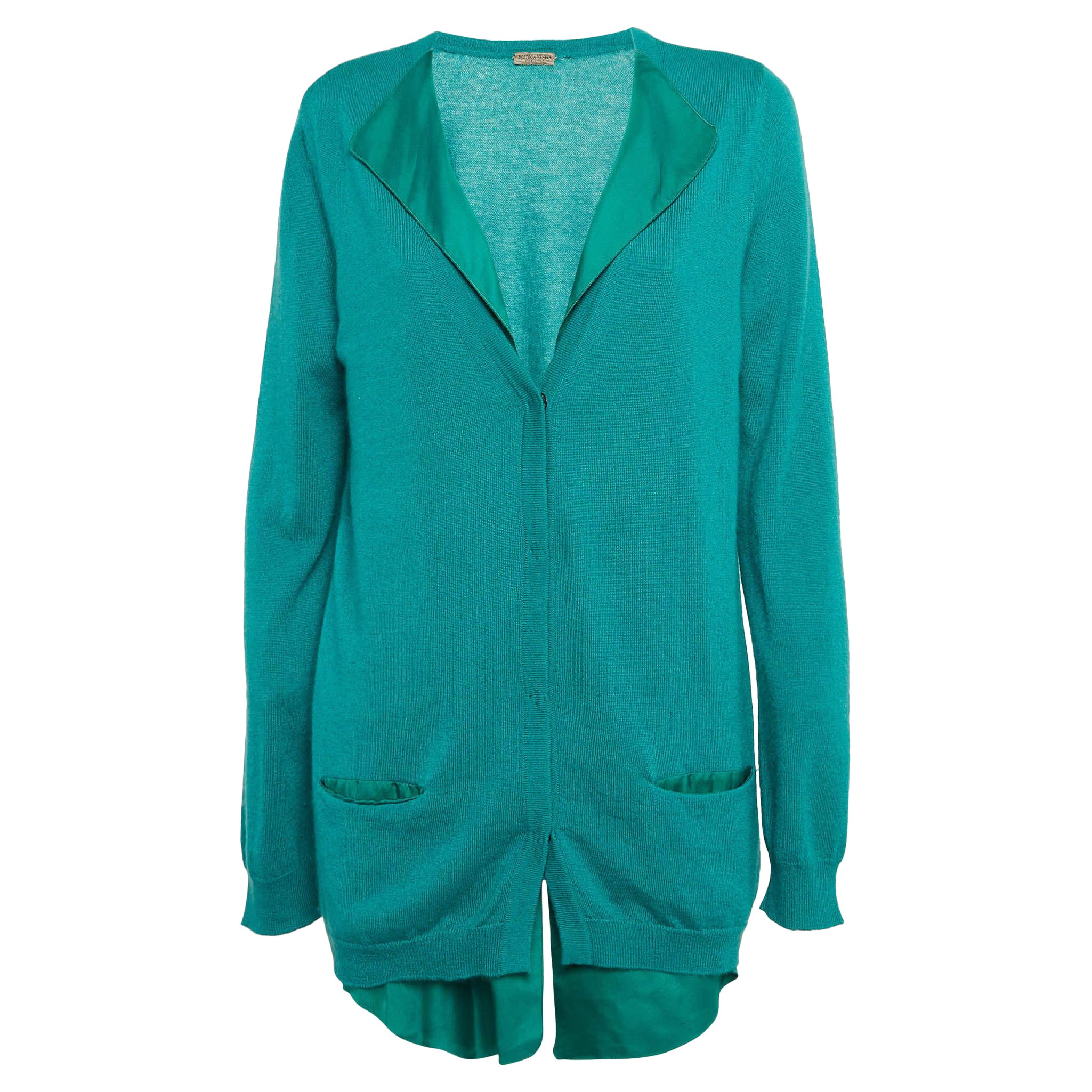 Bottega Veneta Green Cashmere and Silk Layered Cardigan M