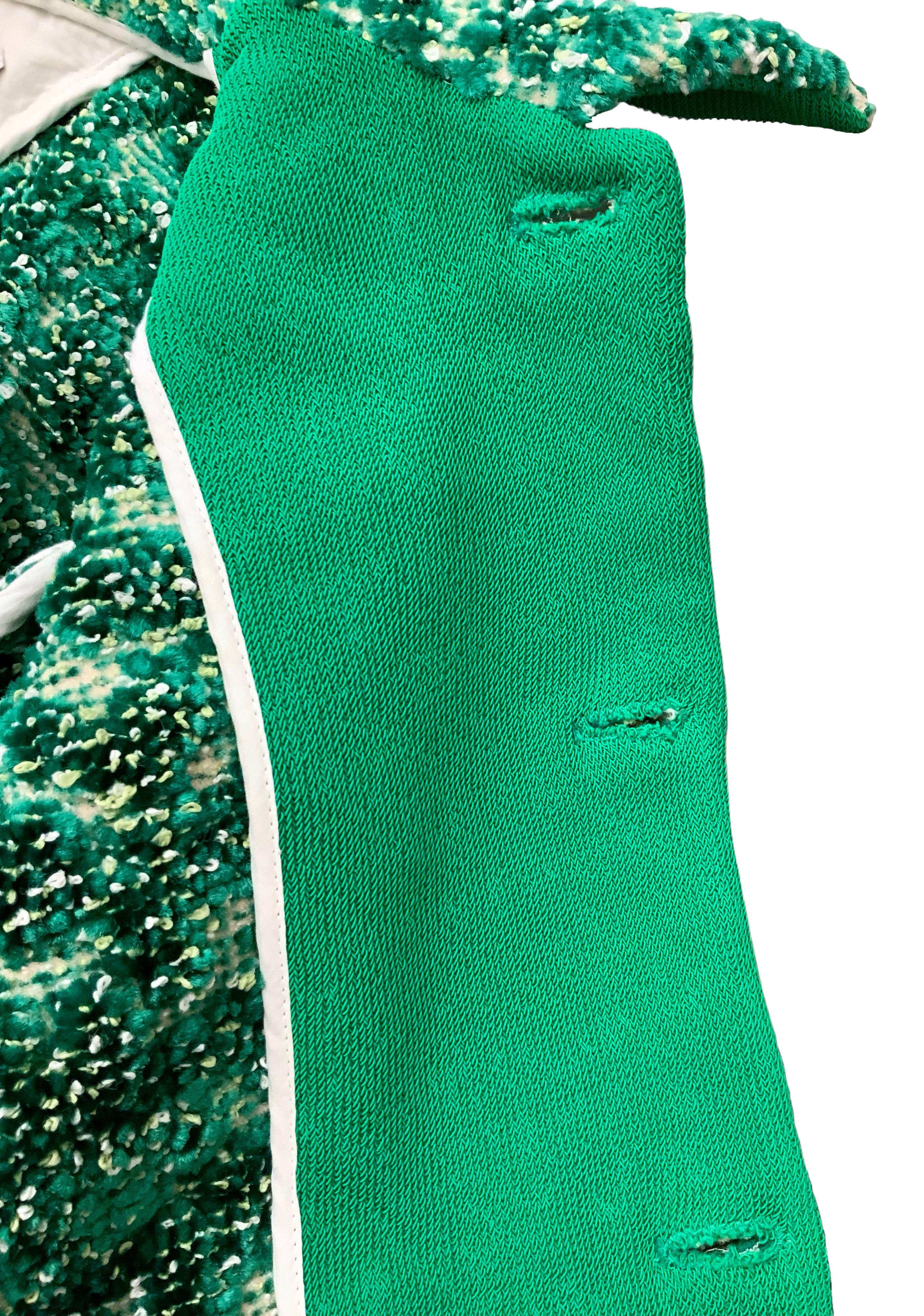 Bottega Veneta Green Chenille Single Breasted Croppped Jacket 1