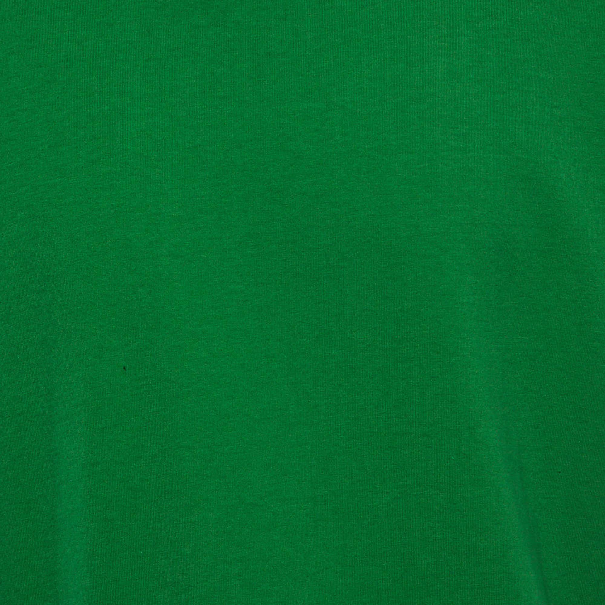 Bottega Veneta Green Cotton Double Layered Round Neck T-Shirt M In Excellent Condition In Dubai, Al Qouz 2