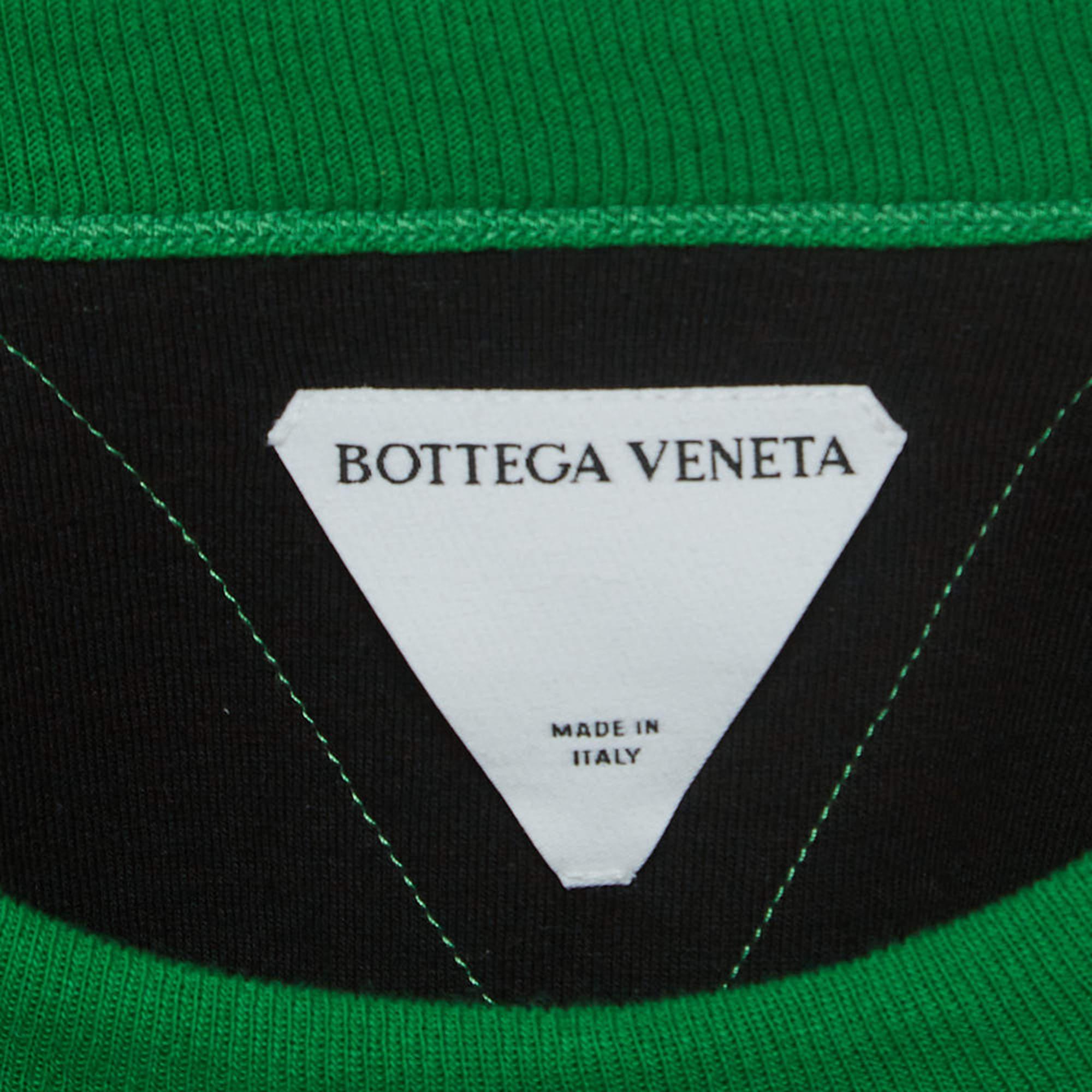Men's Bottega Veneta Green Cotton Double Layered Round Neck T-Shirt M