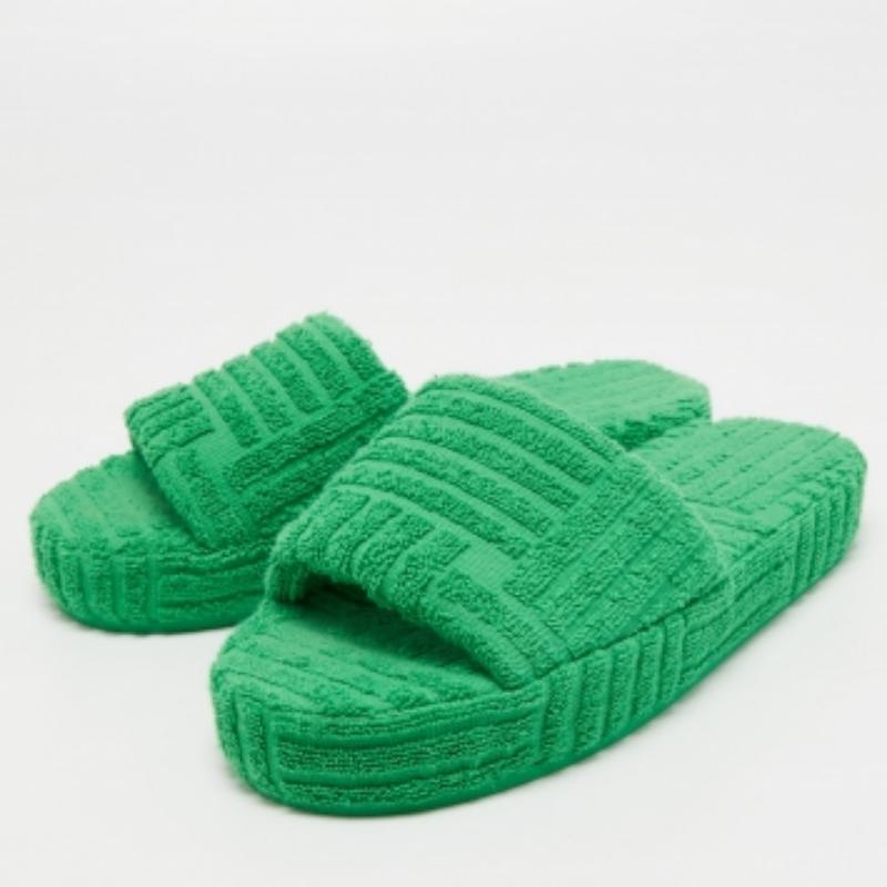 Bottega Veneta Sandales à plateforme en tissu de coton vert Resort Taille 39 en vente 3