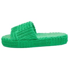 Bottega Veneta Green Cotton Fabric Resort Sponge Slides Size 40