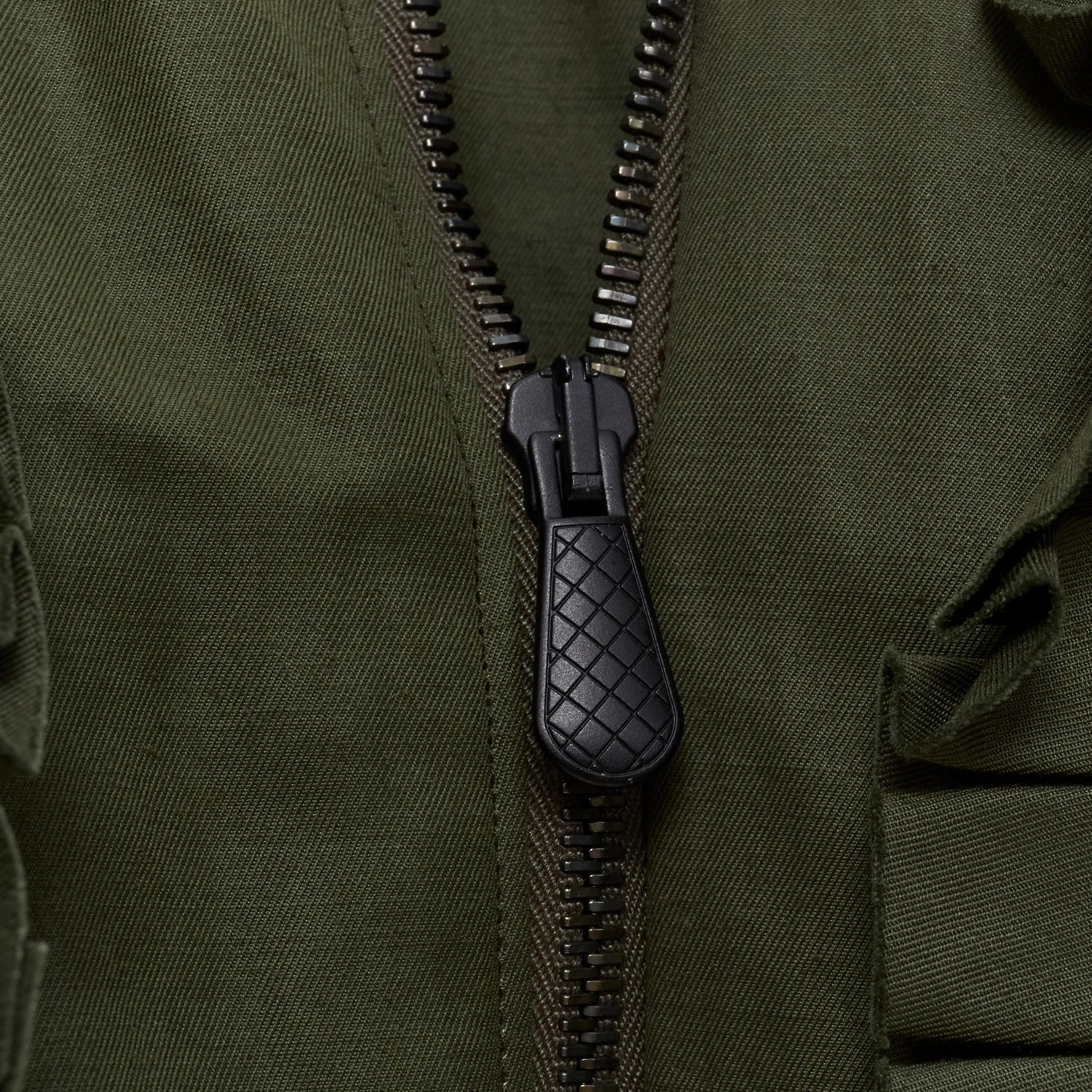 BOTTEGA VENETA green cotton pleated ruffle trim military jacket IT36 XS 2