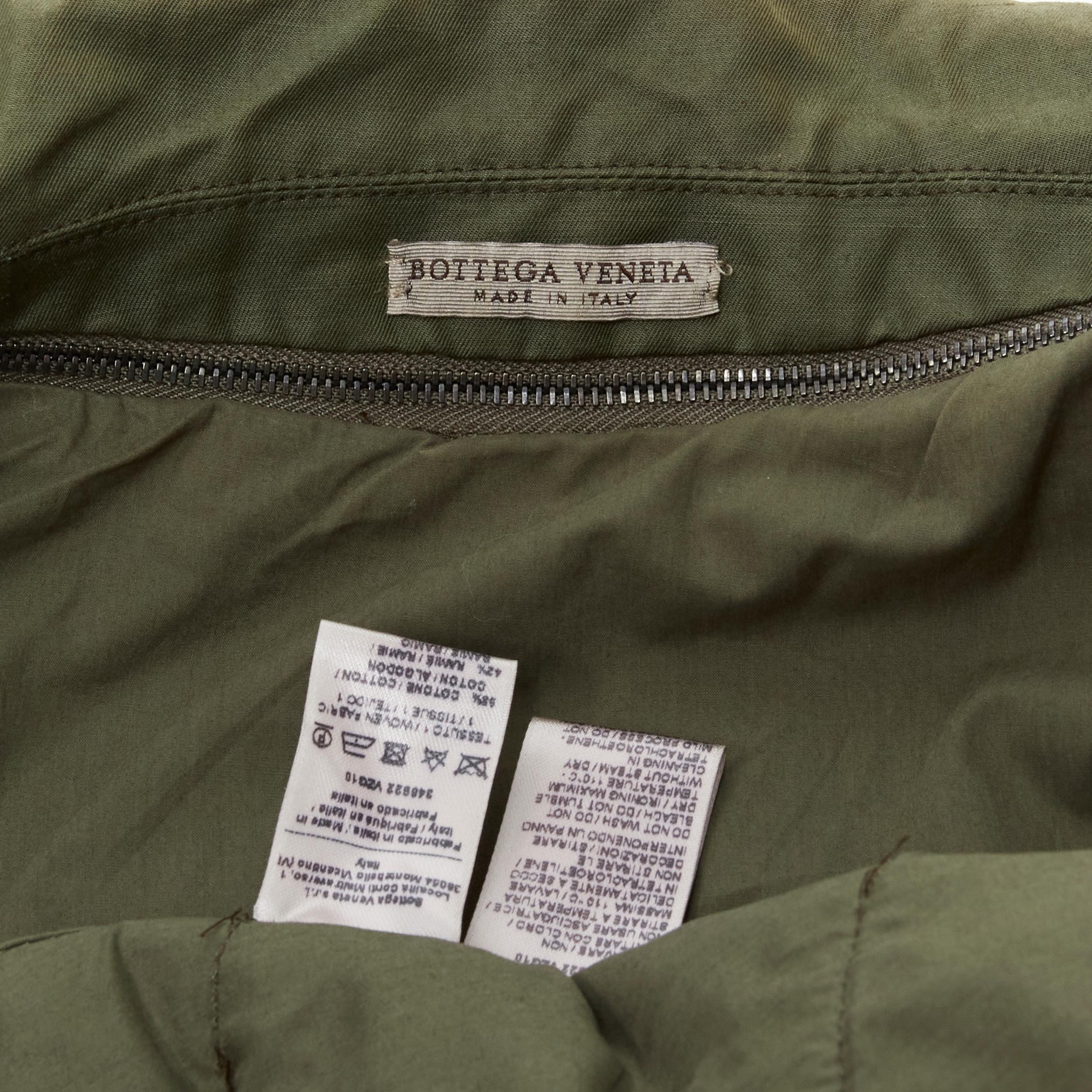 BOTTEGA VENETA green cotton pleated ruffle trim military jacket IT36 XS 3
