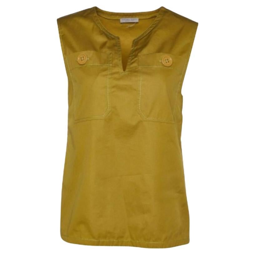 Bottega Veneta Top senza maniche in cotone verde S in vendita
