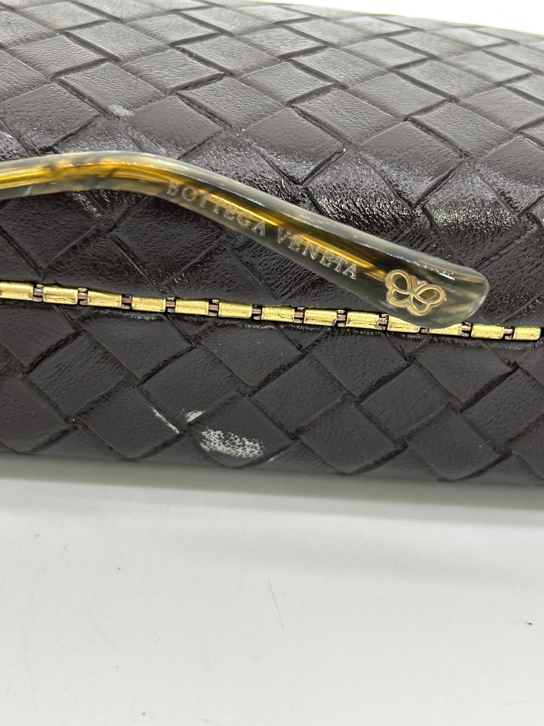 Bottega Veneta Green Frame Square Lens Woven Leather Sunglasses en venta 2