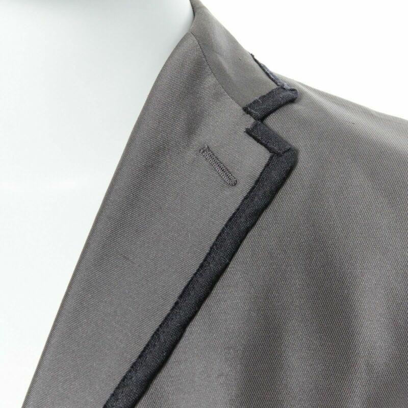 BOTTEGA VENETA green grey classic tailor cotton blazer jacket pipe trim IT48 M For Sale 1