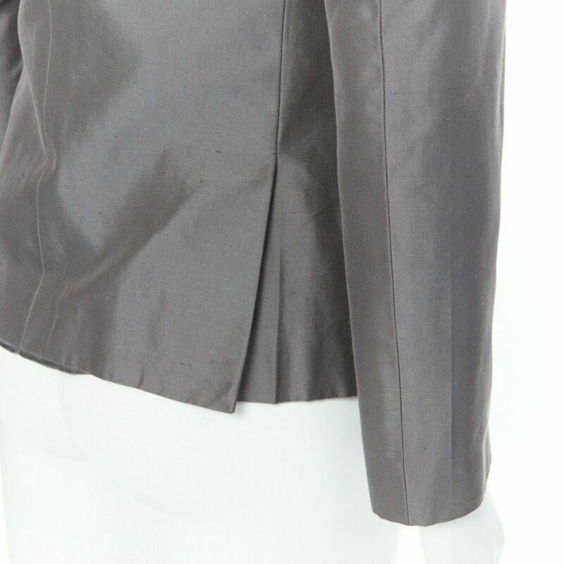 BOTTEGA VENETA green grey classic tailor cotton blazer jacket pipe trim IT48 M For Sale 3