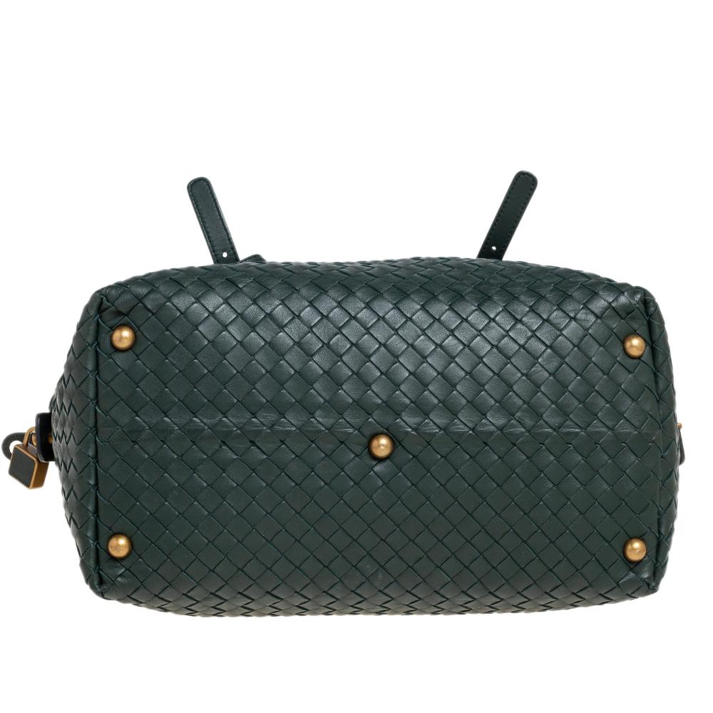 Bottega Veneta Green Intrecciato Boston Bag 4