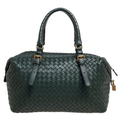 Bottega Veneta Green Intrecciato Boston Bag
