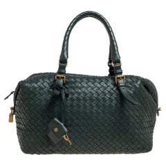 Bottega Veneta Green Intrecciato Boston Bag