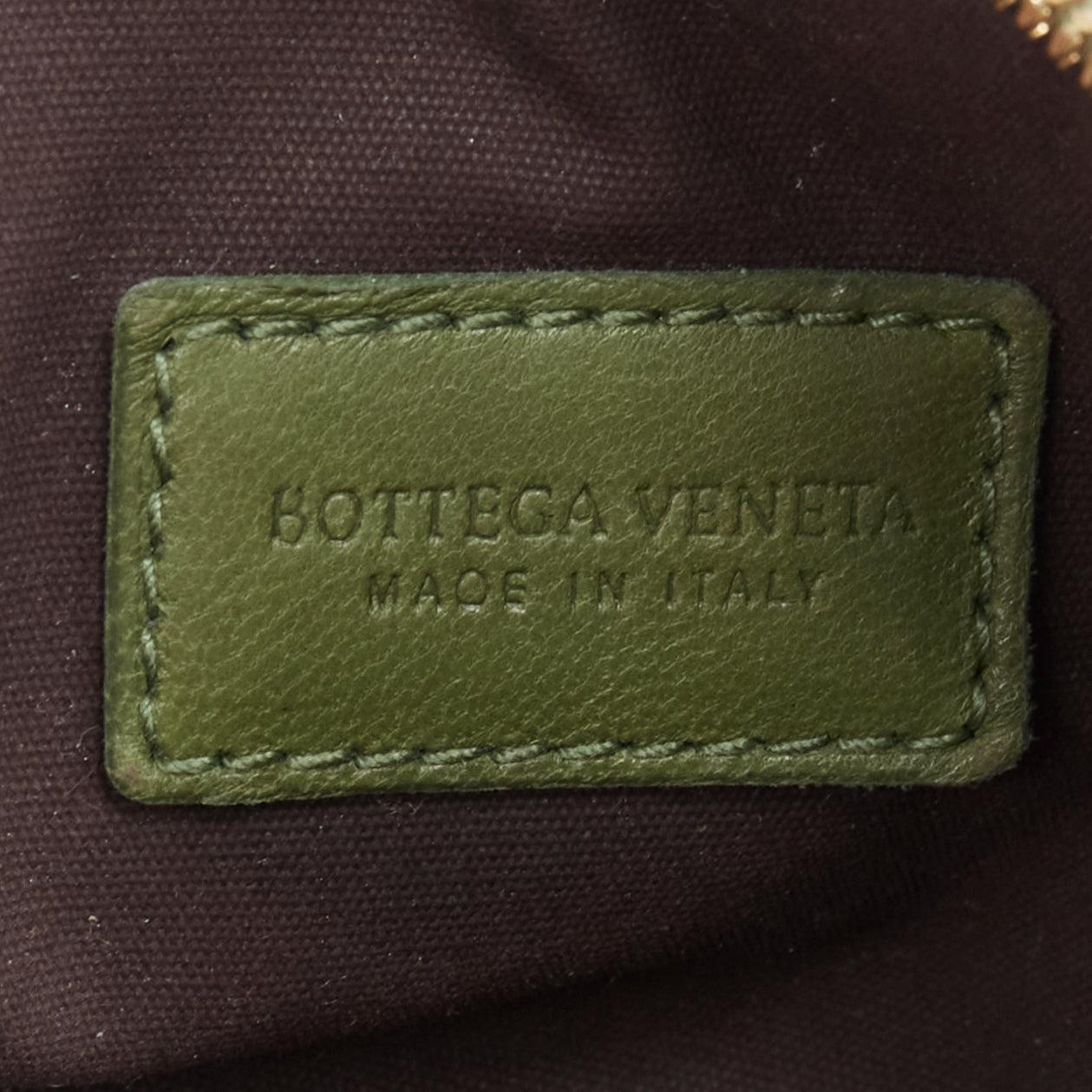 BOTTEGA VENETA green intrecciato knot gold zip small zip pouch bag 6