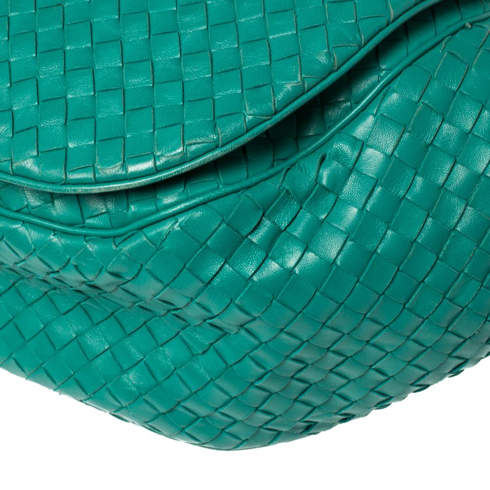 Bottega Veneta Green Intrecciato Leather Drawstring Flap Shoulder Bag 3