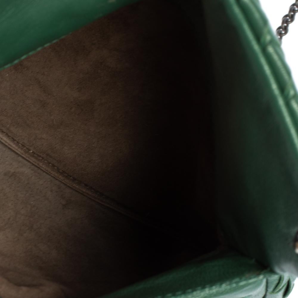 Bottega Veneta Green Intrecciato Leather Flap Chain Crossbody Bag 3