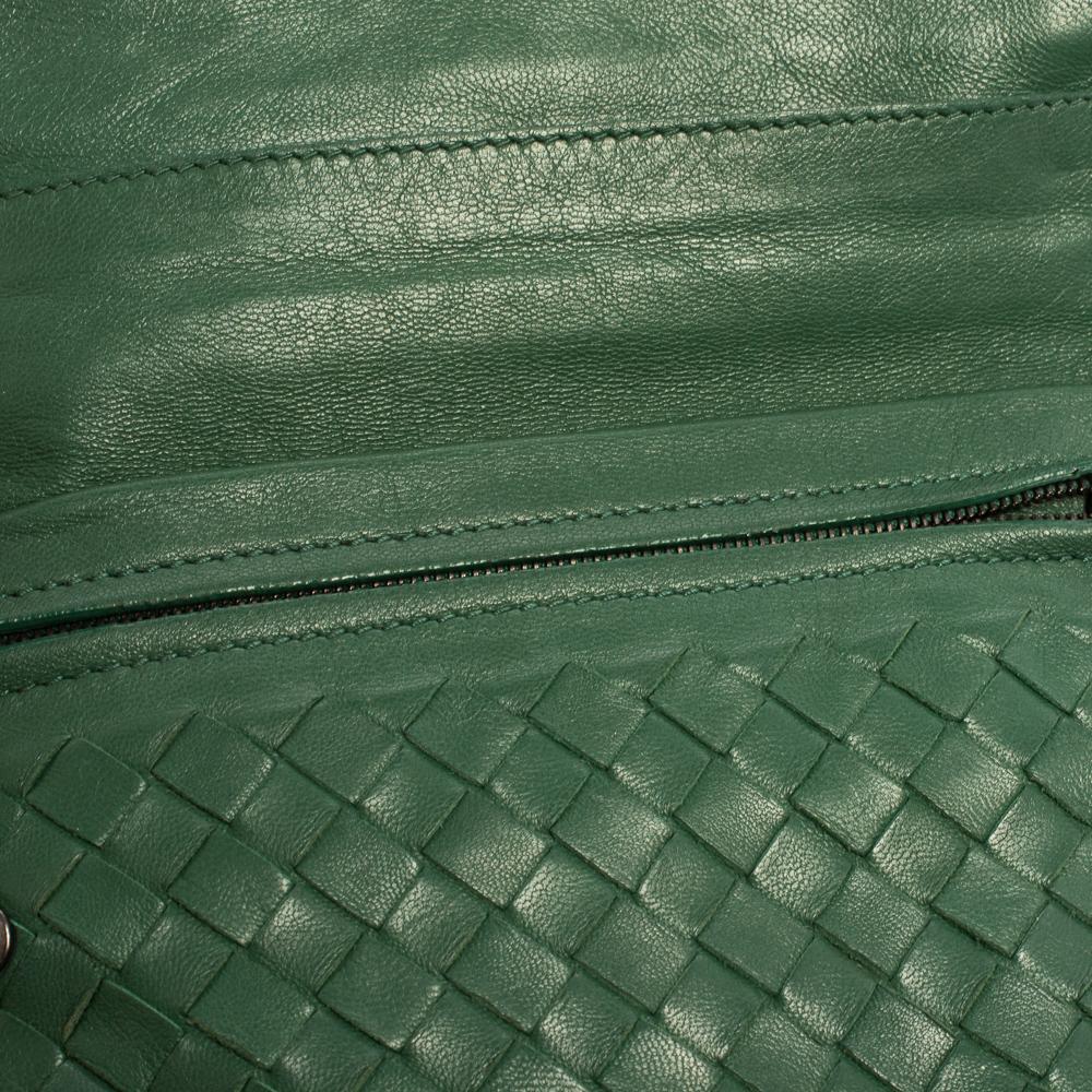Bottega Veneta Green Intrecciato Leather Flap Chain Crossbody Bag 5