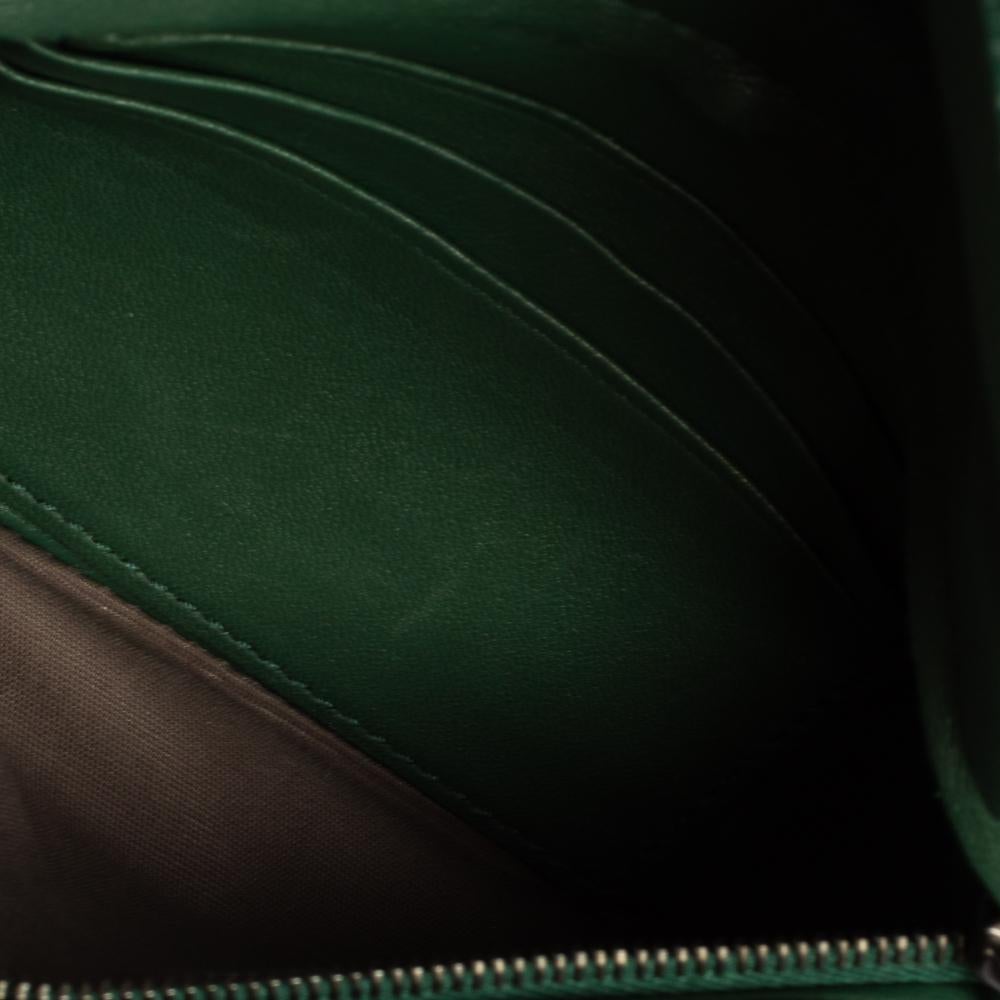 Women's Bottega Veneta Green Intrecciato Leather Flap Chain Crossbody Bag