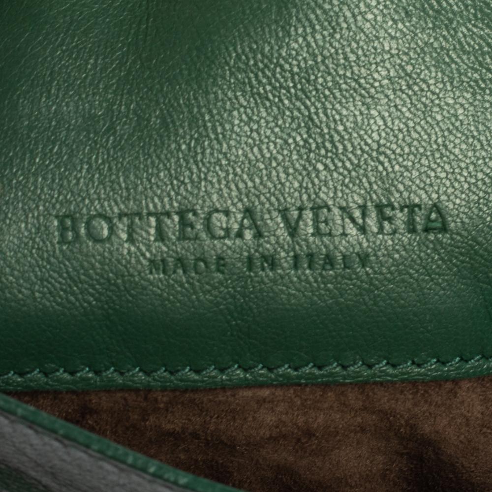 Bottega Veneta Green Intrecciato Leather Flap Chain Crossbody Bag 1
