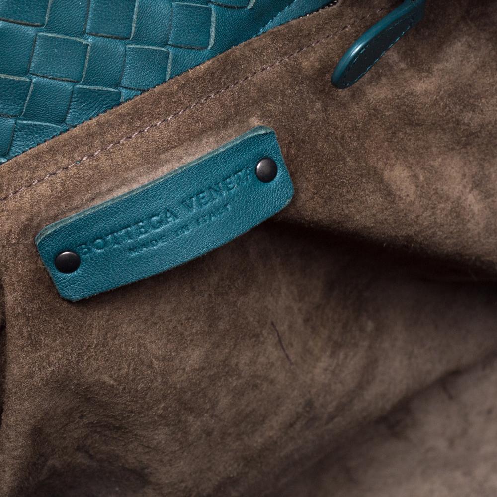 Women's Bottega Veneta Green Intrecciato Leather Garda Tote
