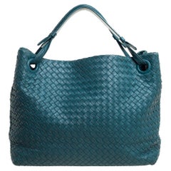 Bottega Veneta Green Intrecciato Leather Garda Tote