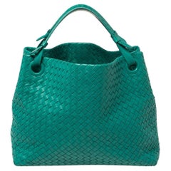 Bottega Veneta Green Intrecciato Leather Garda Tote