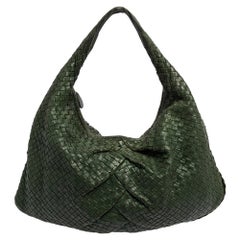 Bottega Veneta Green Intrecciato Leather Large Veneta Hobo