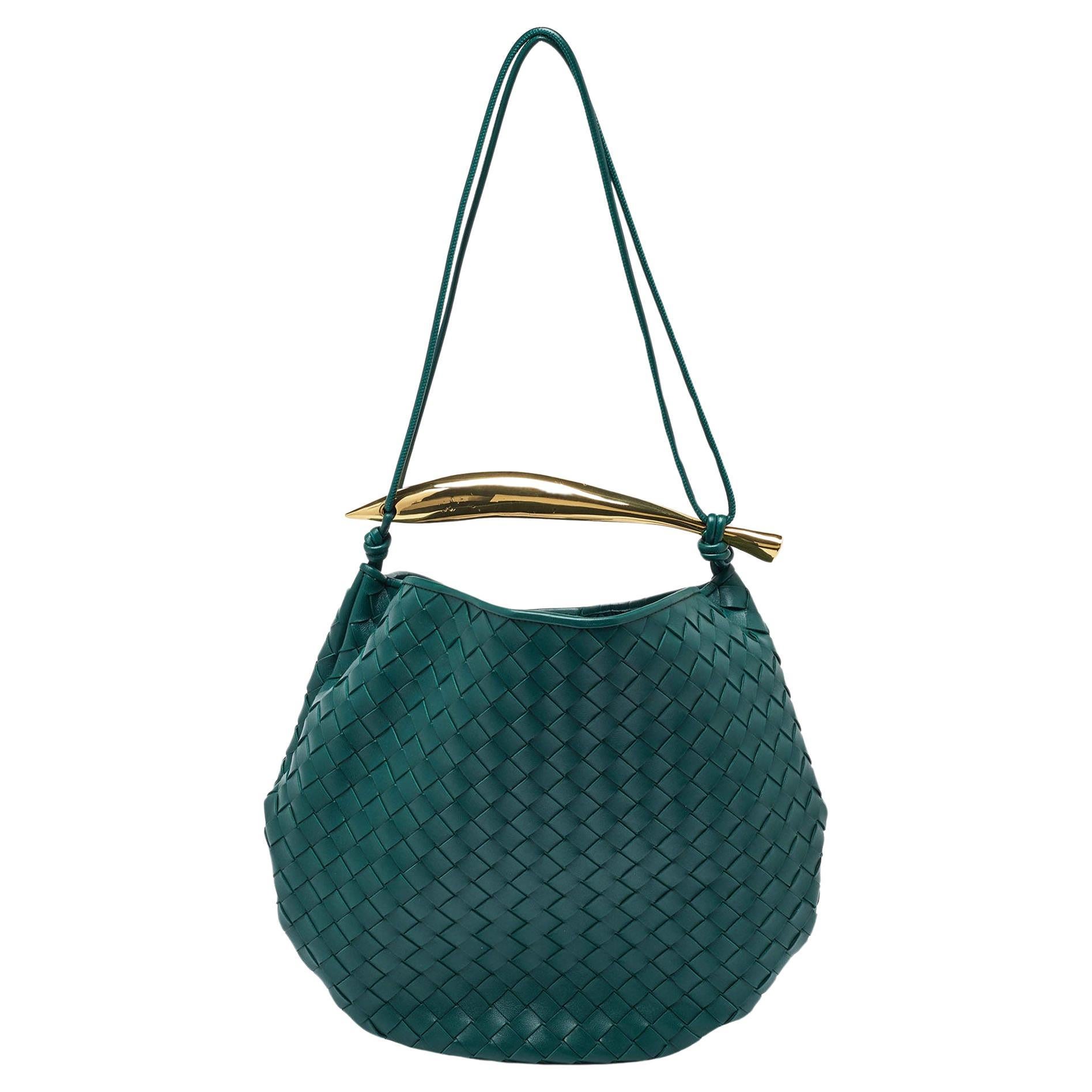 Bottega Veneta Green Intrecciato Leather Medium Sardine Hobo