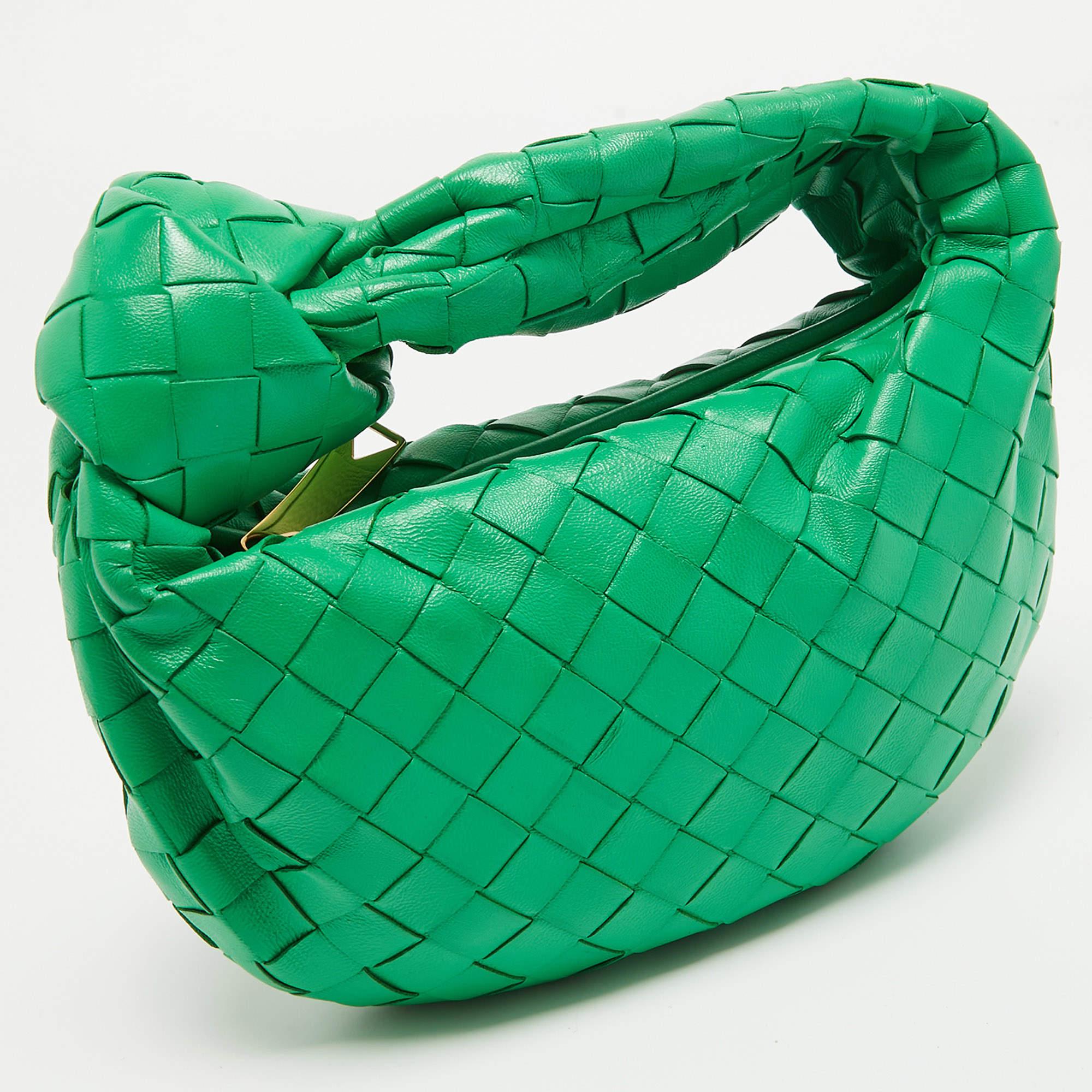 Bottega Veneta Green Intrecciato Leather Mini BV Jodie Bag For Sale 5