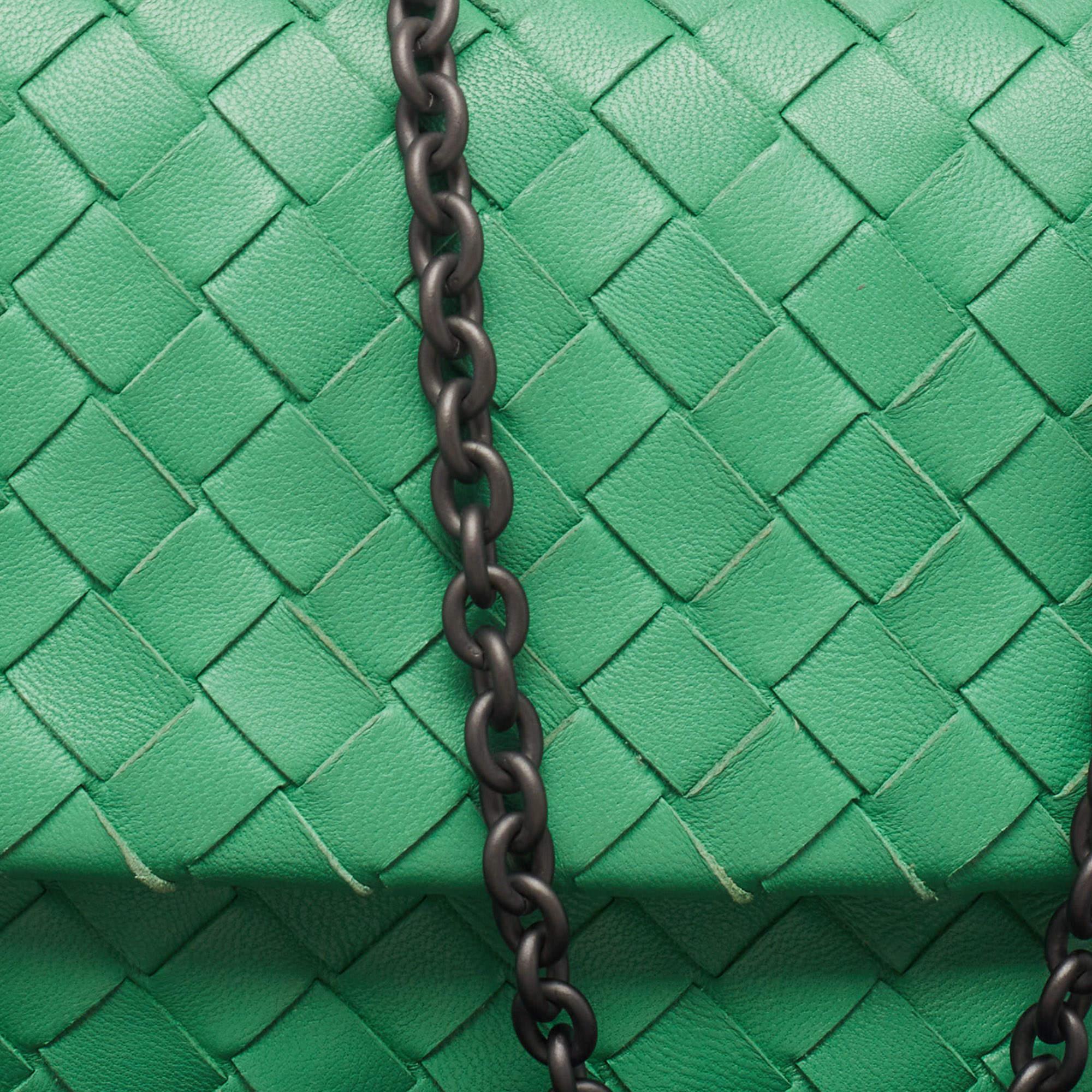 Bottega Veneta Green Intrecciato Leather Mini Flap Chain Crossbody Bag 8