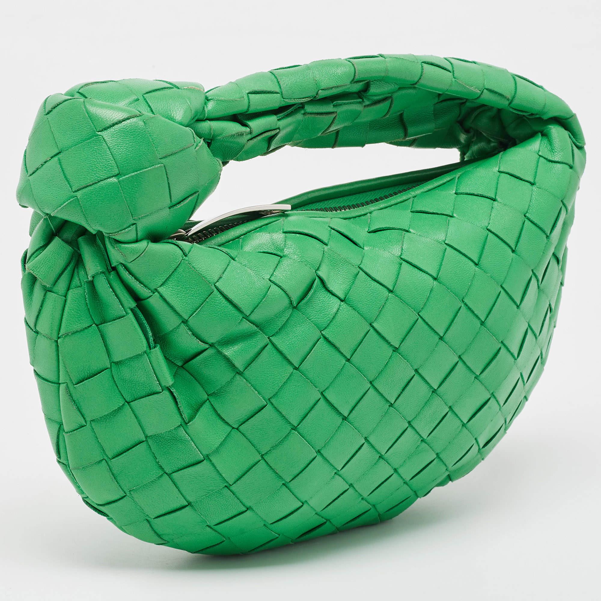 Women's Bottega Veneta Green Intrecciato Leather Mini Jodie Hobo