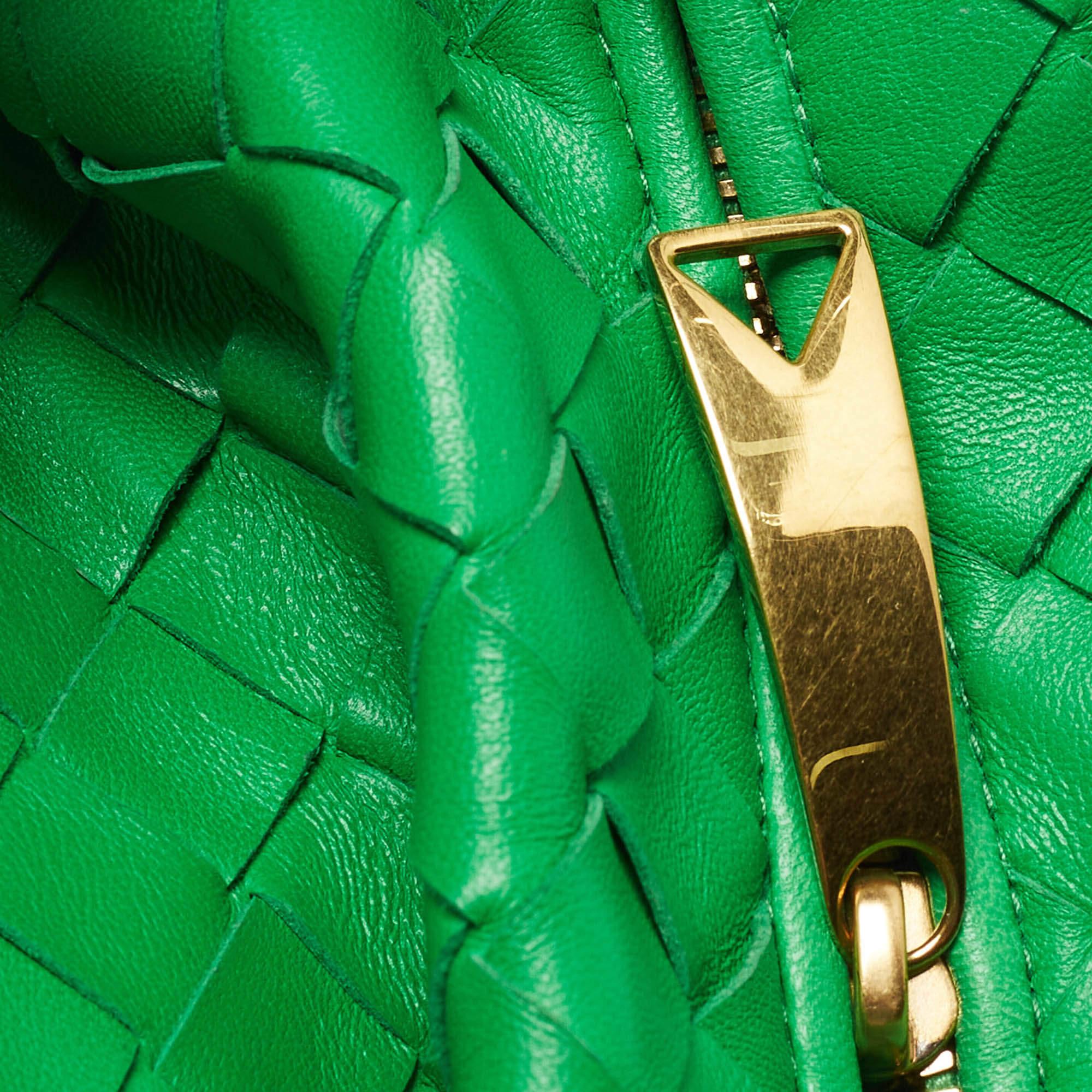 Bottega Veneta Green Intrecciato Leather Mini Jodie Hobo 2
